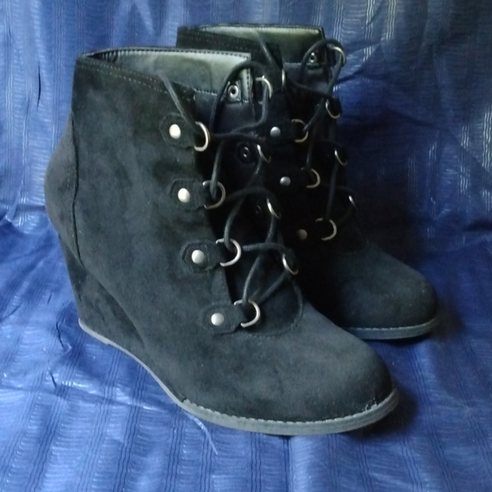 Madden Girl Black Wedge Ankle Booties